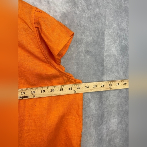 Ann‎ Taylor Pure Linen Flutter Sleeve Breathable lightweight Top Orange Size XL - Picture 11 of 14